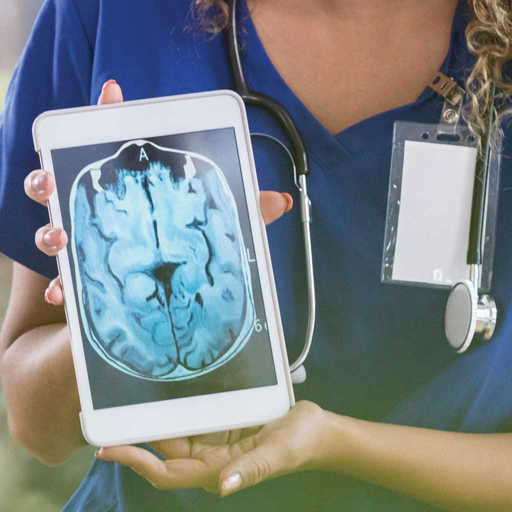Radiologist holding iPad